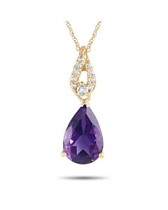 LB Exclusive 14K Yellow Gold 0.06ct Diamond and Amethyst Necklace PD4 16184YAM