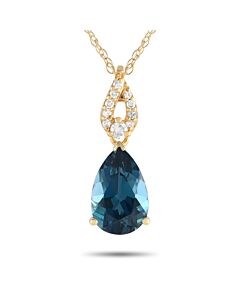 LB Exclusive 14K Yellow Gold 0.06ct Diamond and Blue Topaz Necklace PD4 16184YBT