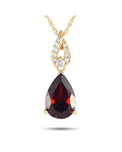 LB Exclusive 14K Yellow Gold 0.06ct Diamond and Garnet Necklace PD4 16184YGA