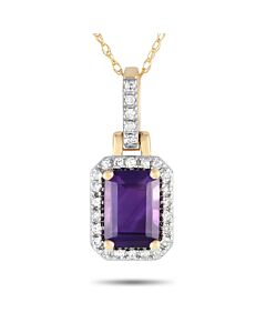 LB Exclusive 14K Yellow Gold 0.12ct Diamond and Amethyst Pendant Necklace PD4 15501YAM