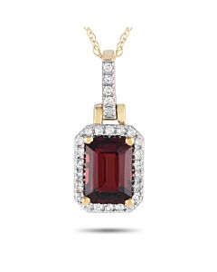 LB Exclusive 14K Yellow Gold 0.12ct Diamond and Garnet Pendant Necklace PD4 15501YGA