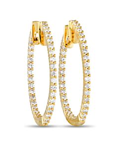 LB Exclusive 14K Yellow Gold 1.0ct Diamond Inside Out Hoop Earrings