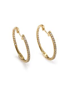 LB Exclusive 14K Yellow Gold .51 Carat VS1 G Color Diamond Hoop Huggies Earrings