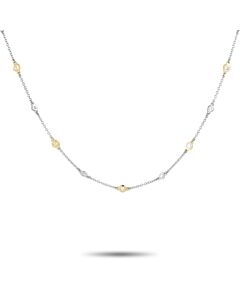 LB Exclusive 18K White and Yellow Gold 1.32ct Diamond Station Necklace MF27 110223