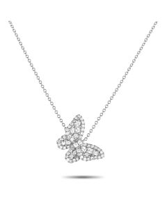 LB Exclusive 18K White Gold 0.56ct Diamond Butterfly Necklace ANK 18323