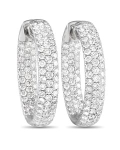 LB Exclusive 18K White Gold 5.30ct Diamond Inside Out Hoop Earrings