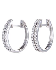 LB Exclusive Petite .50ct 14K White Gold 2-Row Diamond Hoop Earrings