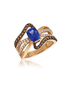Le Vian Chocolatier Ring Blueberry Tanzanite, Chocolate Diamonds, Vanilla Diamonds set in 14K Strawberry Gold Ring Size 7 67958