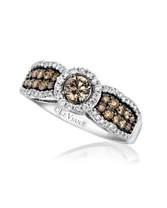 Le Vian Chocolatier Ring Chocolate Diamonds, Vanilla Diamonds set in 14K Vanilla Gold Ring Size 7 50330