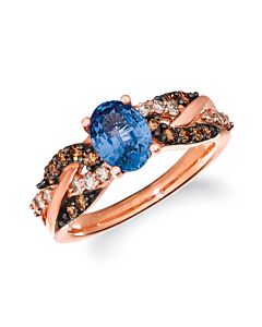 Le Vian Creme Brulee Ring Cornflower Ceylon Sapphire, Chocolate Diamonds, Nude Diamonds set in 14K Strawberry Gold Ring Size 7 R6208S/DB/C2