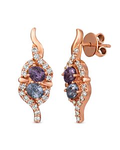 Le Vian Earrings Gray Spinel, Lavender Spinel, Nude Diamonds set in 14K Strawberry Gold WJHZ 86