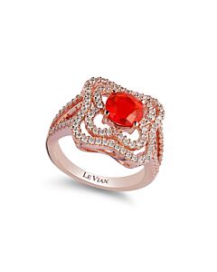 Le Vian Ring Neon Tangerine, Fire Opal, Vanilla Diamonds set in 14K Strawberry Gold Ring Size 7 R4455FOP