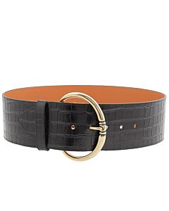 Maison Boinet Black Calfskin Crocodile Style Corset Belt