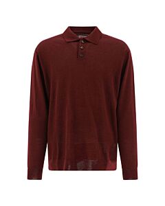 Maison Margiela Burgundy Long-Sleeve Polo Sweater