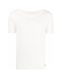 Maison Margiela Men's Off White Four-Stitch Detail T-Shirt, Brand Size 48 (US Size 38)