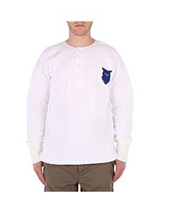 Maison Margiela Men's White Bird Embroidered Long Sleeve Shirt