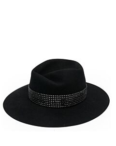 Maison Michel Ladies Black Virginie Studded Strass Fedora Hat