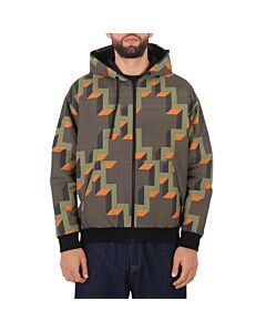 Marcelo Burlon Men's Army Orange Geometric-Print Hooded Jacket