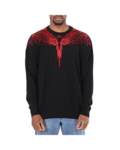 Marcelo Burlon Men's Black Red Icon Wings Sweater