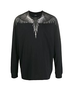 Marcelo Burlon Men's Black Wings Long Sleeve Cotton T-shirt