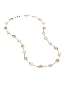 MARCO BICEGO Lunaria Long Yellow Gold & Mother of Pearl Station Necklace 36" - CB2157 MPW Y