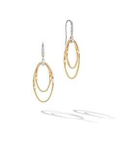 Marco Bicego Marrakech Onde Collection 18K Yellow Gold And Diamond Double Concentric Hook Earring