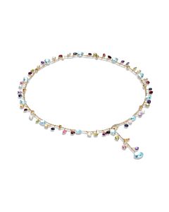 Marco Bicego Paradise Collection 18K Yellow Gold Blue Topaz And Mixed Gemstone Lariat Necklace