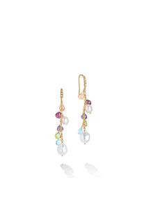 Marco Bicego Paradise Collection 18K Yellow Gold Mixed Gemstone and Pearl Medium Drop Earrings - OB1777-AB MIX114 Y 02