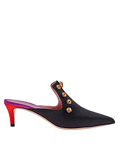 Marco de Vincenzo Ladies Middle Heel Pump Black, Red 50 Mule Satin Crystal, Brand Size 35 (US Size 5)