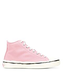 Marni Ladies Pink Cotton Canvas High-top Sneakers