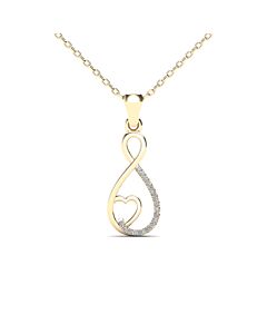 Maulijewels 0.05 Carat Natural Diamond Swirl Heart Shape Pendant Necklace For Women In 10K Yellow Gold With 18" Cable Chain