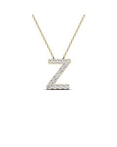 Maulijewels 0.13 Carta Natural Round White Diamond Prong Set Initial " Z " Necklace Pendant In 14K Solid Yellow Gold With 18" Cable Chain