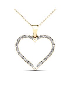 Maulijewels 0.15 Carat Natural Diamond Heart Shape Pendant Necklace For Women In 10K Solid Yellow Gold With Chain Valentine Day Gift