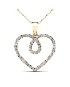 Maulijewels 0.21 Carat Brilliant Natural Diamond Heart Shape Pendant Necklace With 18" Chain Women Gift Jewelry