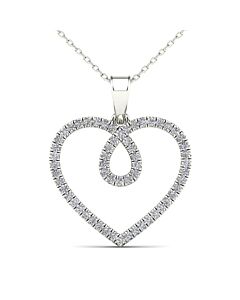 Maulijewels 0.21 Carat Brilliant Natural Diamond Heart Shape Pendant Necklace With 18" Chain Women Gift Jewelry