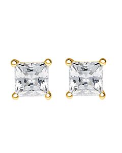 Maulijewels 0.25 Carat Natural Diamond ( G-H / SI1-SI2 ) Princess Cut Women Stud Earrings In 14K Solid Yellow Gold With Secure Push Back