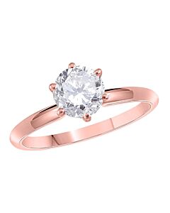 Maulijewels 0.25 Carat Round Diamond Solitaire Engagement Ring For Women 14K Solid Rose Gold