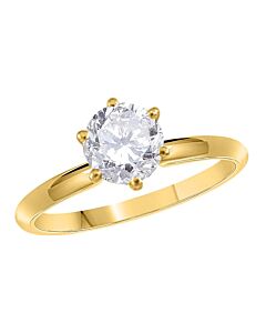 Maulijewels 0.25 Carat Round Diamond Solitaire Engagement Ring For Women 14K Solid Yellow Gold