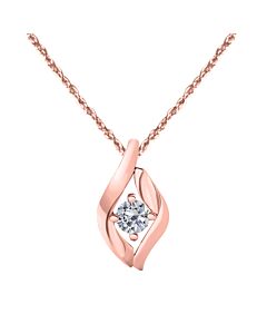 Maulijewels 0.25 Carat Round Natural Diamond ( I-J/ I2-I3 ) Prong Set Pendant In 14K Rose Gold With18" 14K Rose Gold Plated Sterling Silver Box Chain