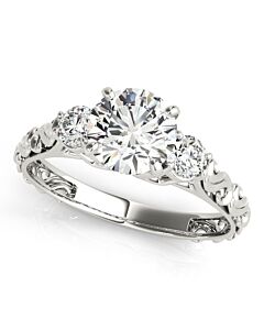 Maulijewels 0.50 Carat Halo Diamond Engagement Ring 14k White Gold