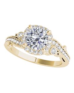 Maulijewels 1.00 Ct Natural Diamond Halo Engagement Ring In 14K Solid Yellow Gold