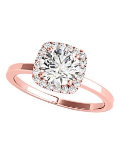 Maulijewels 1.15 Carat Moissanite & Halo Natural Diamond Engagement Ring In 14K Rose Gold