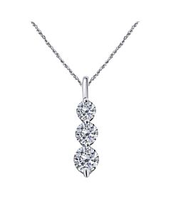 Maulijewels 1/2 Carat White Diamond 14K Solid White Gold Tear Drop Pendant Necklace For Women With 18" 925 Sterling Silver Box Chain