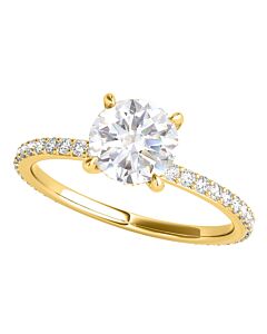 Maulijewels 1.35 Carat Diamond White Moissanite Engagement Rings For Women In 14K Solid Yellow Gold
