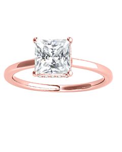 Maulijewels 1.35 Carat Natural Diamond Princess Cut Moissanite Engagement Rings For Womens In 14K Rose Gold