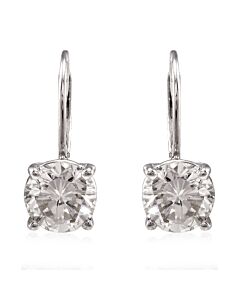 Maulijewels 1.50 Carat Natural White Diamonds Dangle Style Earrings In 14k White Gold With Lever Back (J-K, I2-I3)