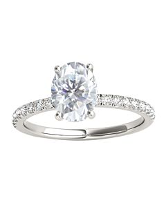 Maulijewels 1.75 Carat Oval Moissanite Natural Diamond Engagement Rings For Womens In 10K Solid White Gold