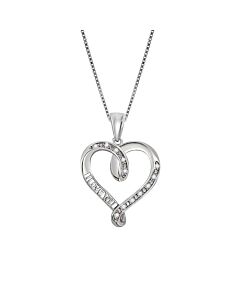 Maulijewels 10K Rose Gold 0.05 Carat Diamond "I LOVE YOU " Pendant with 18" 925 Sterling Silver Box Chain