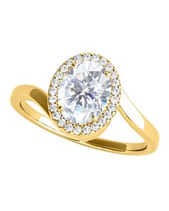 Maulijewels 10K Yellow Gold 1.65 Carat Oval Moissanite ( G-H/ VS1 ) Natural Diamond Halo Engagement Rings
