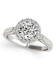 Maulijewels 14K White Gold 1 Carat Halo Diamond Engagement Ring